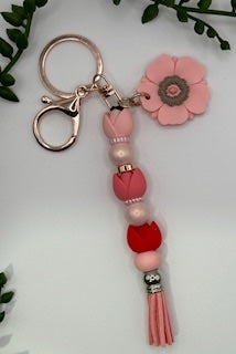 Pink Floral Keychain  - 1