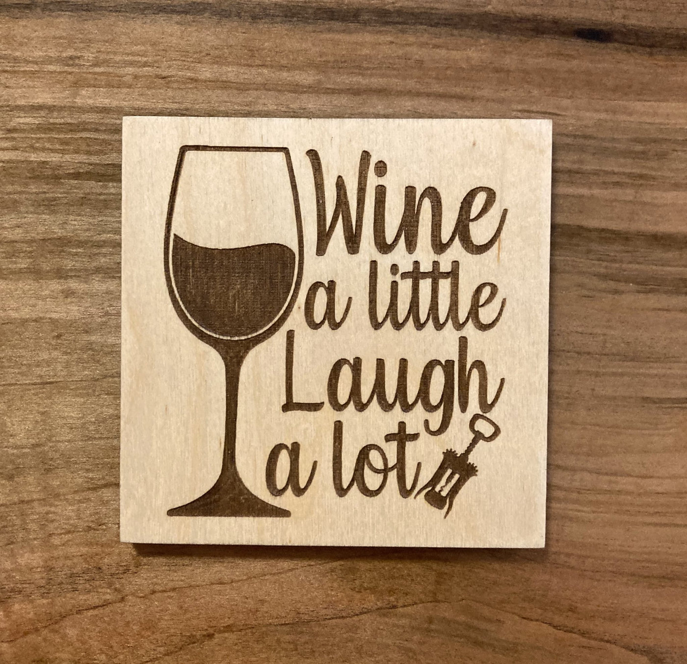 Wooden wine coaster - Design 3 - 1