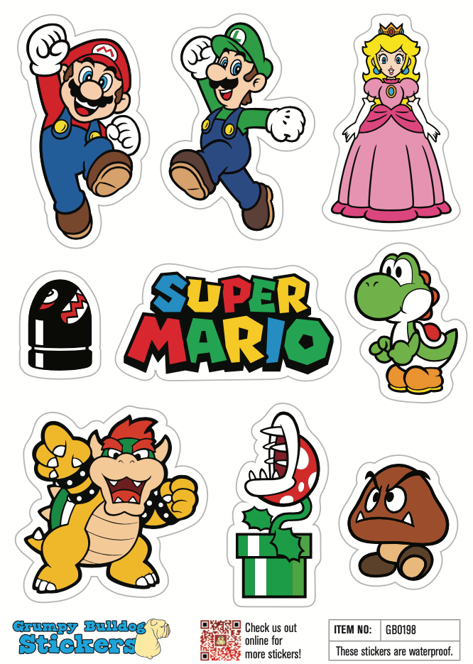 Super Mario Brothers Sticker Set - 1