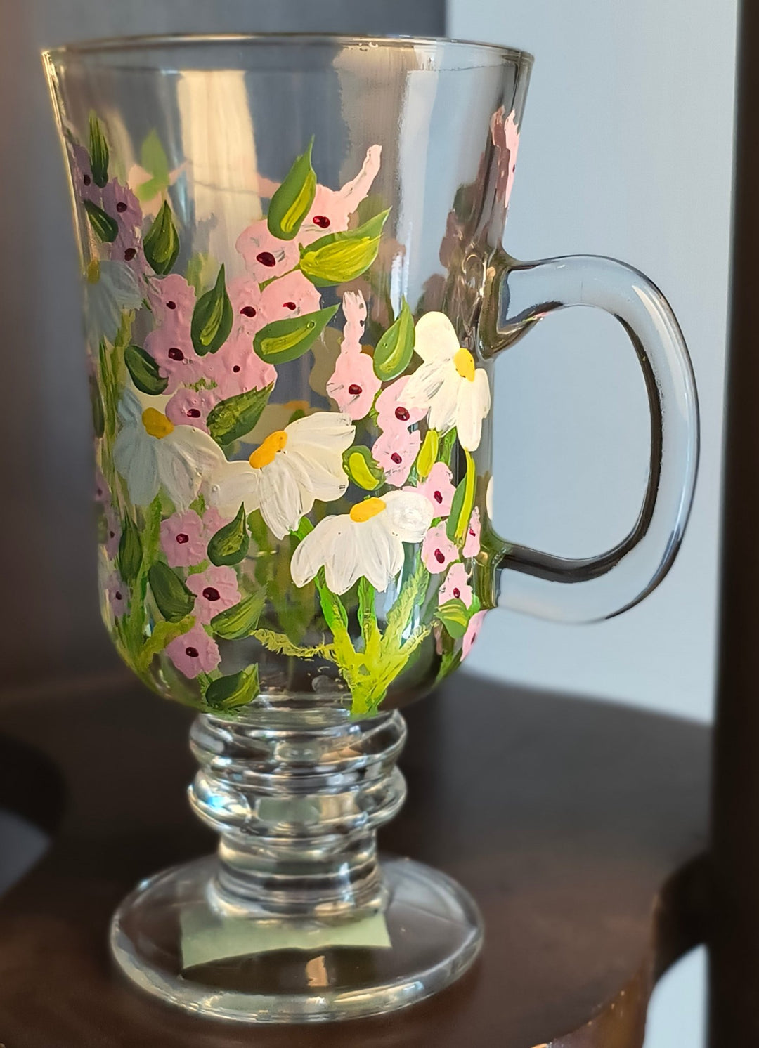 Hand Painted Floral Glass Mug - Small - 3