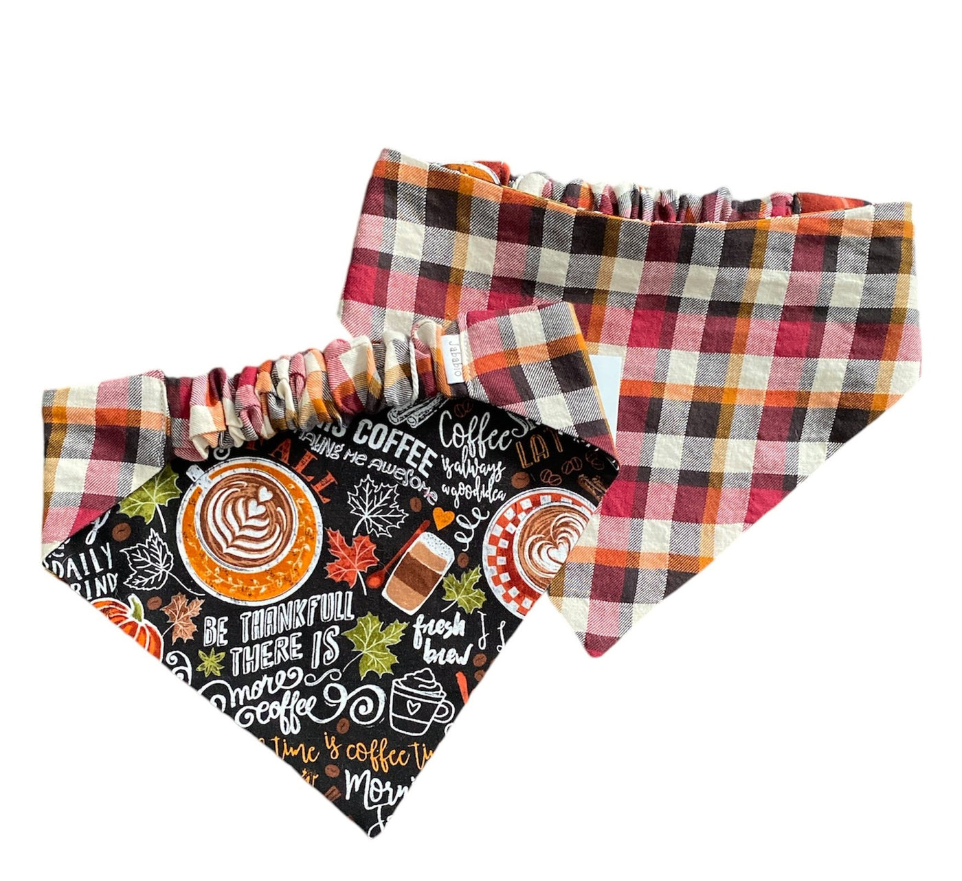 Scrunchie Dog Bandana Orange Plaid - 1