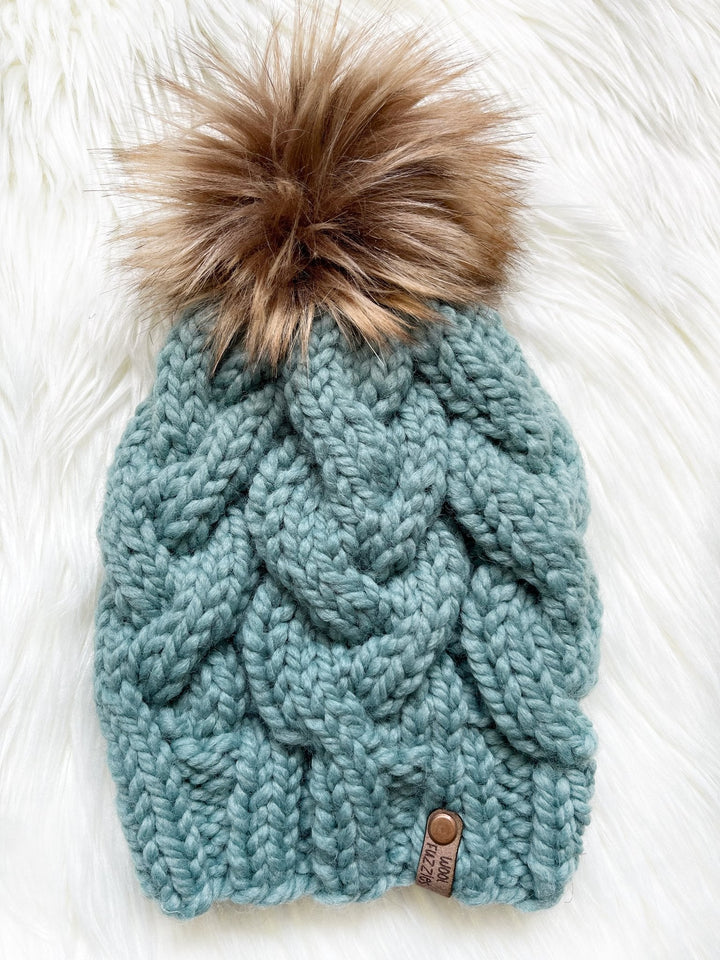 Hand Knit Chunky Cable Knit Hat - 4