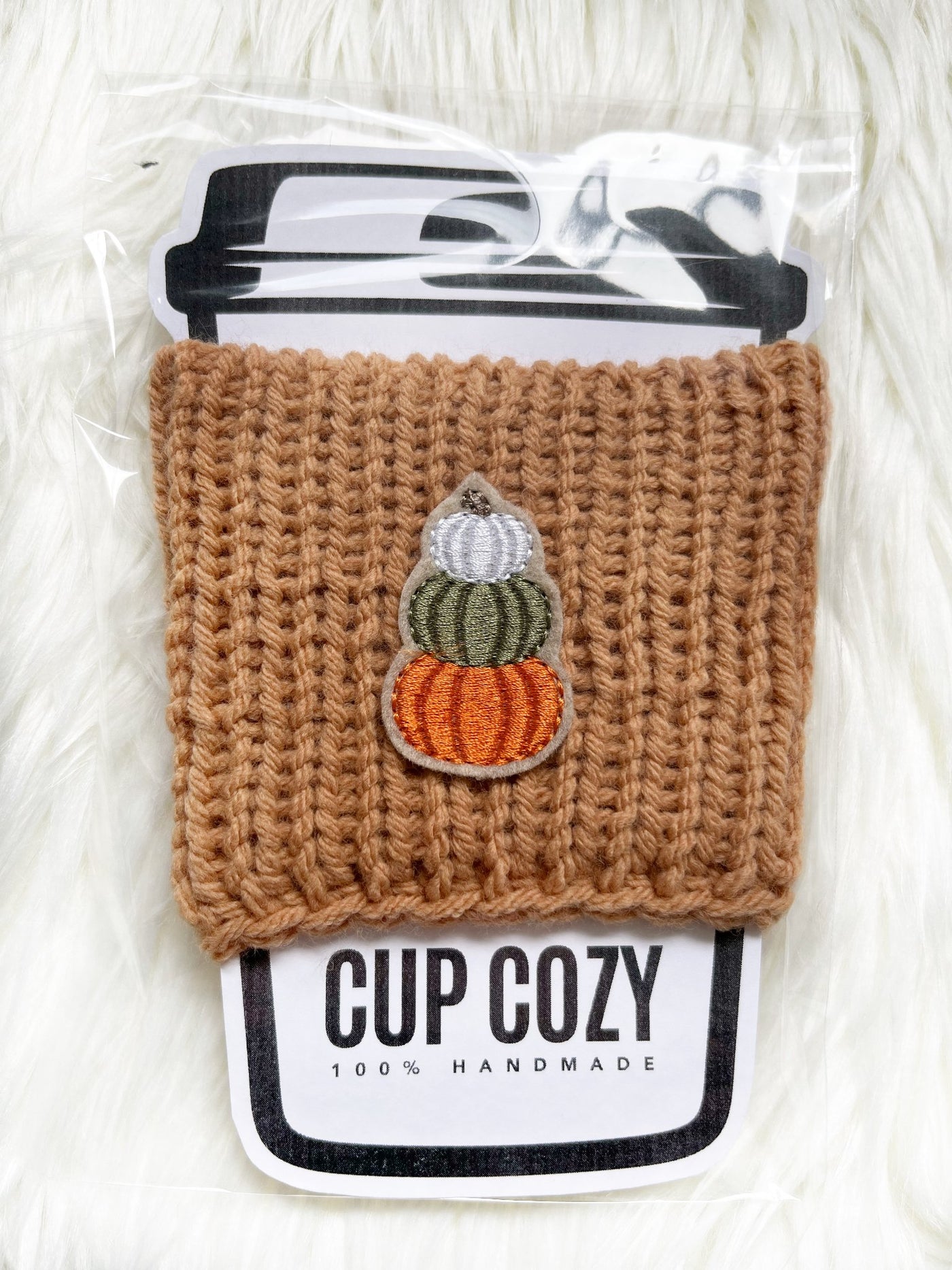 Knit Cup Cozy - Pumpkins - 1