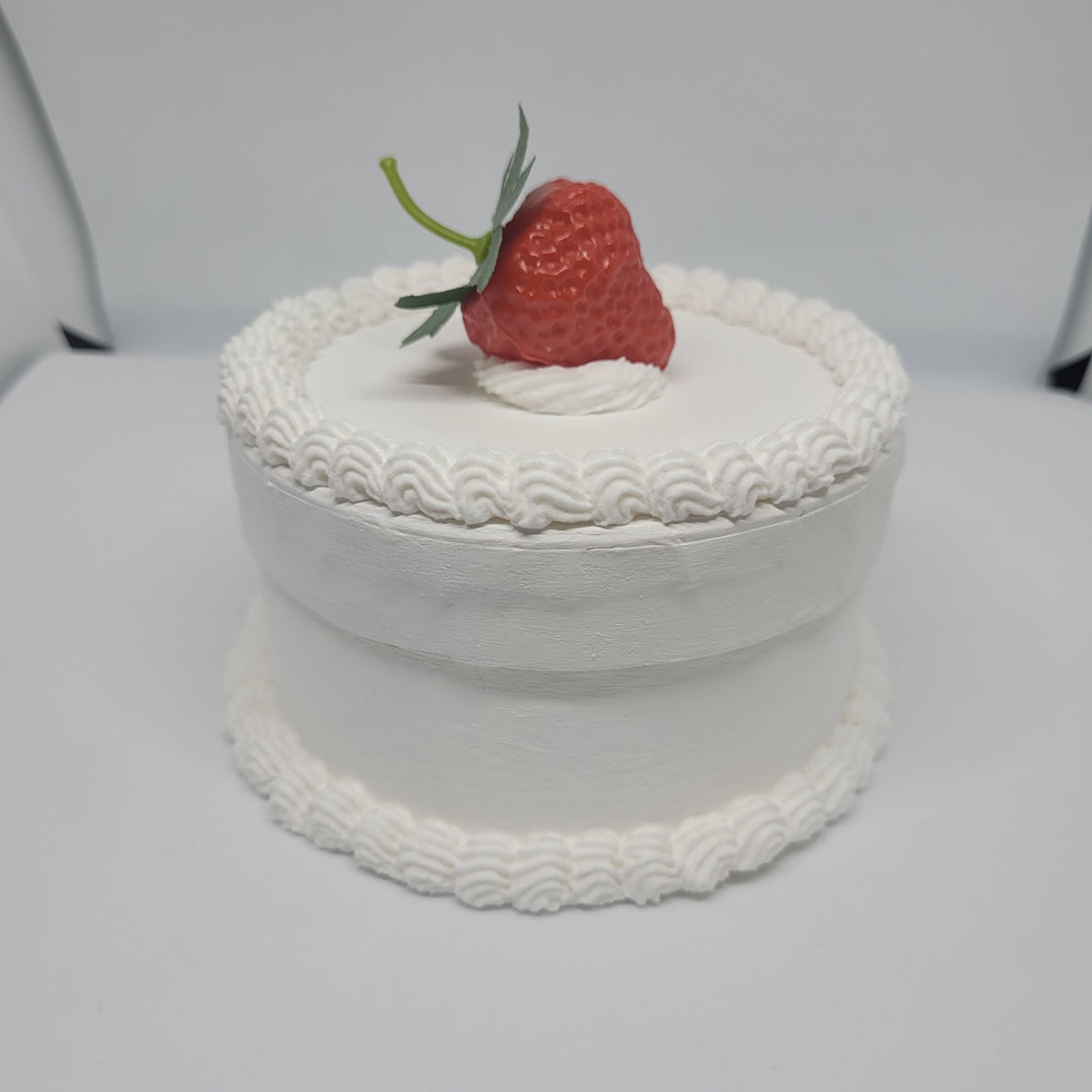 White Round Strawberry Cake box - 1