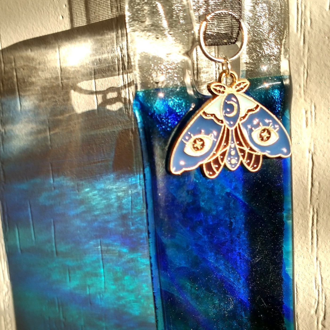 Glass Car Charm - Blue Butterfly - 2