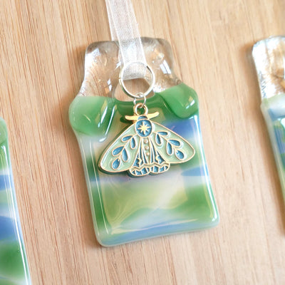 Glass Car Charm - Green Butterfly - 1