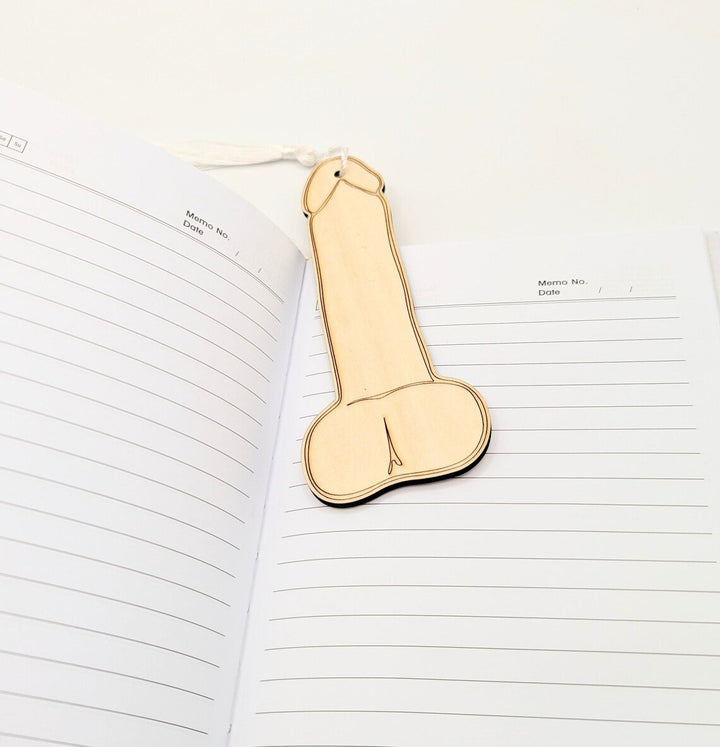 The Book Boner! Penis Bookmark - wood laser cut & engraved with tassel - 3