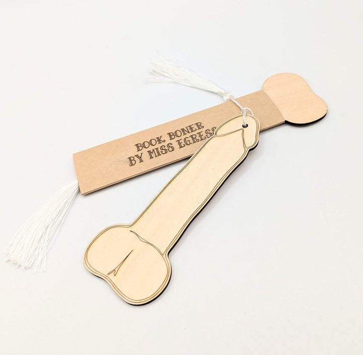 The Book Boner! Penis Bookmark - wood laser cut & engraved with tassel - 4