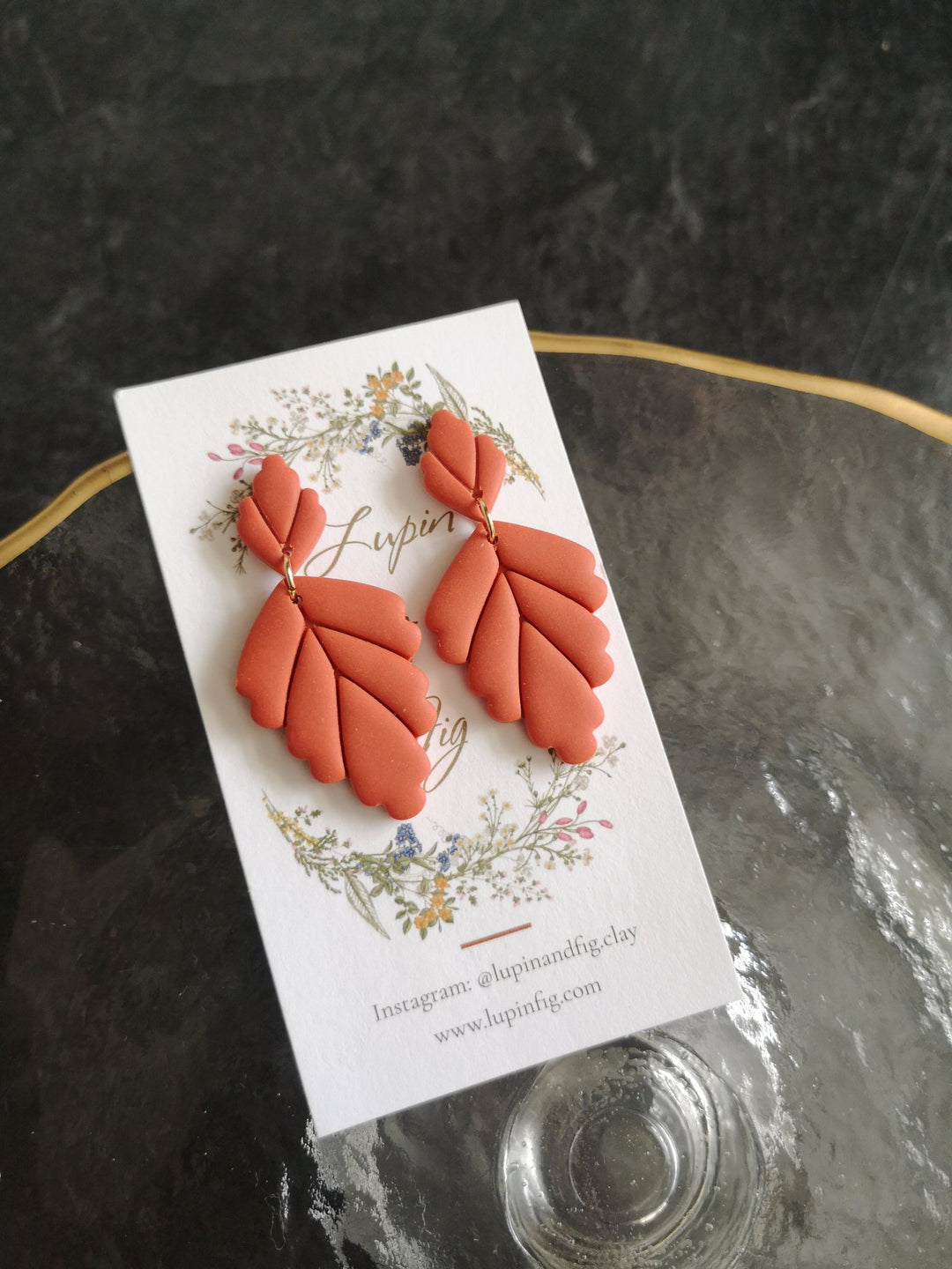 Orange leaf earrings  - 1