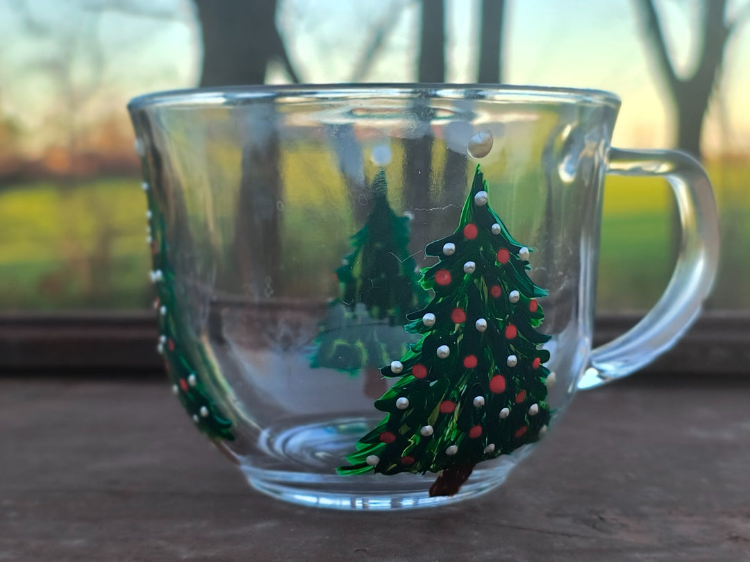 Christmas tree glass mug - 1