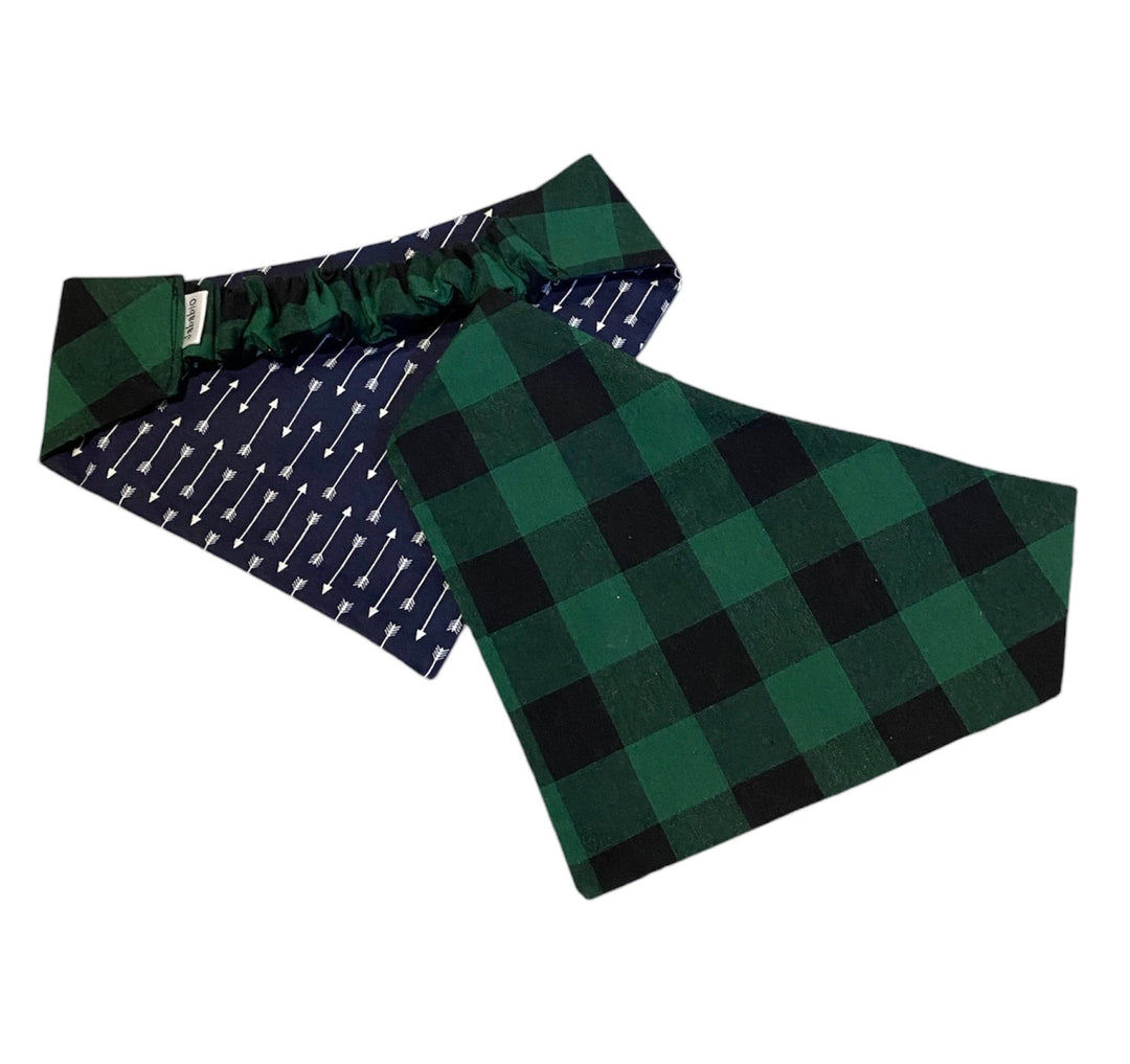 Scrunchie Dog Bandana Green Plaid - 1