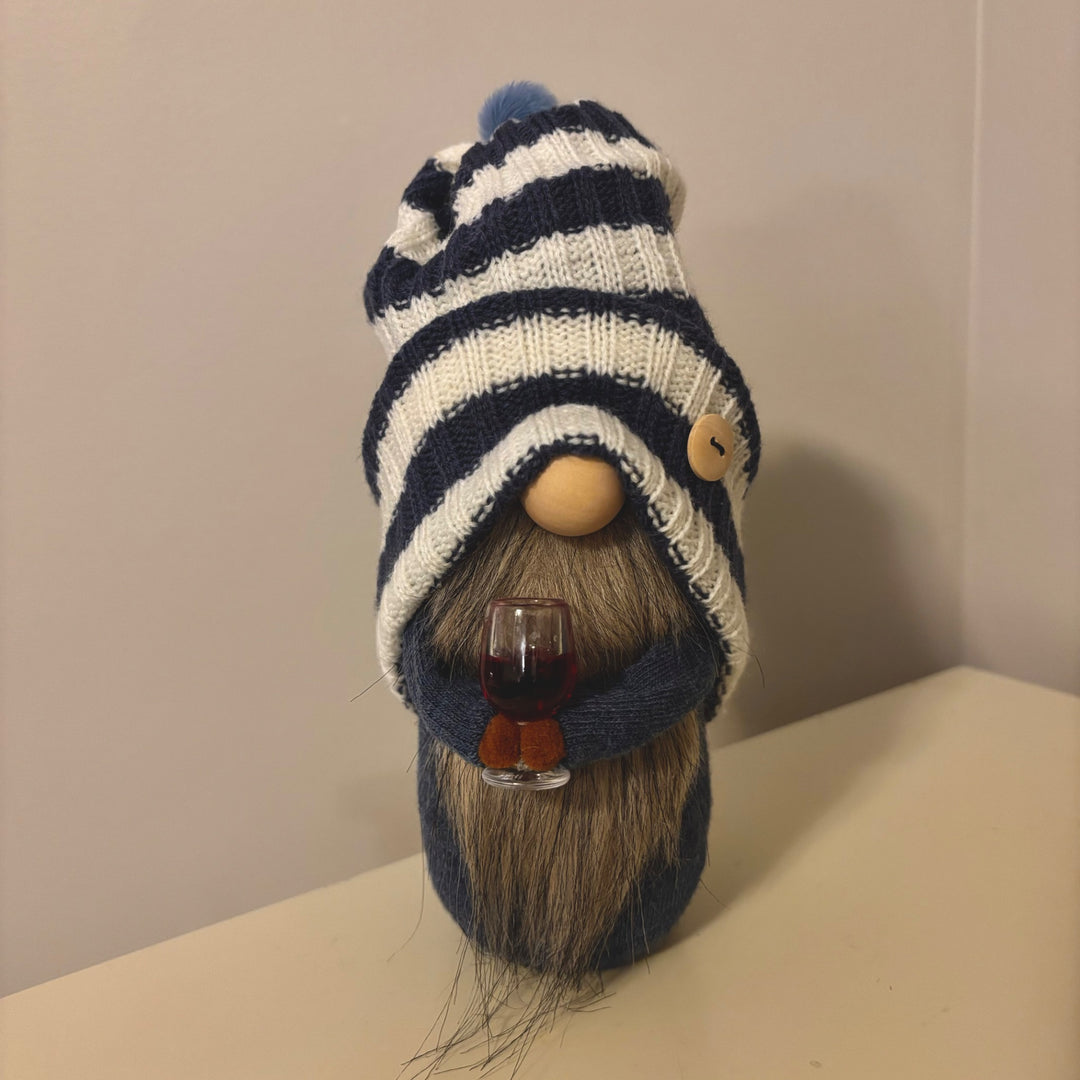 Blue Stripe Hat Wine Gnome - 1