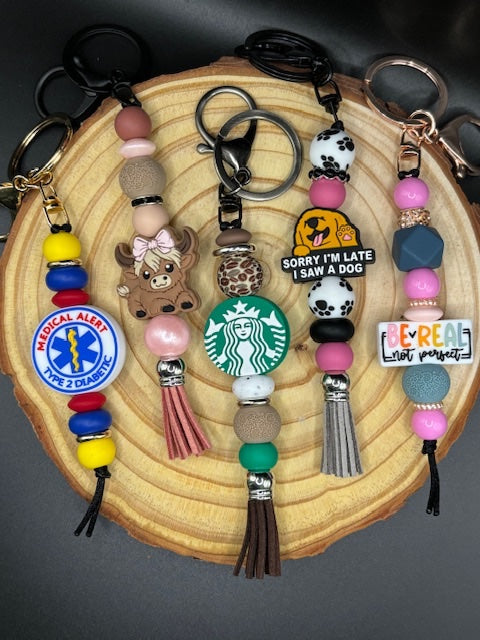 Silicone beaded keychain  - 1