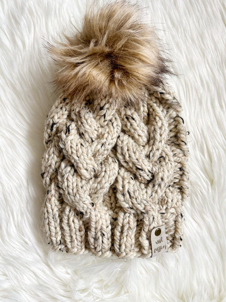 Hand Knit Chunky Cable Knit Hat - 5