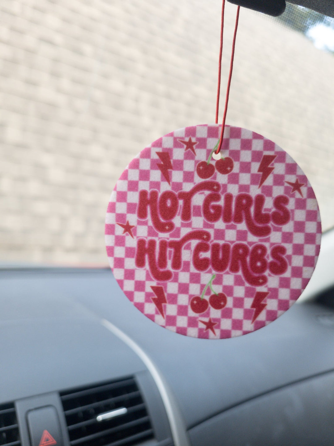 Hot Girls Hit Curbs Circle Air Freshener  - 1