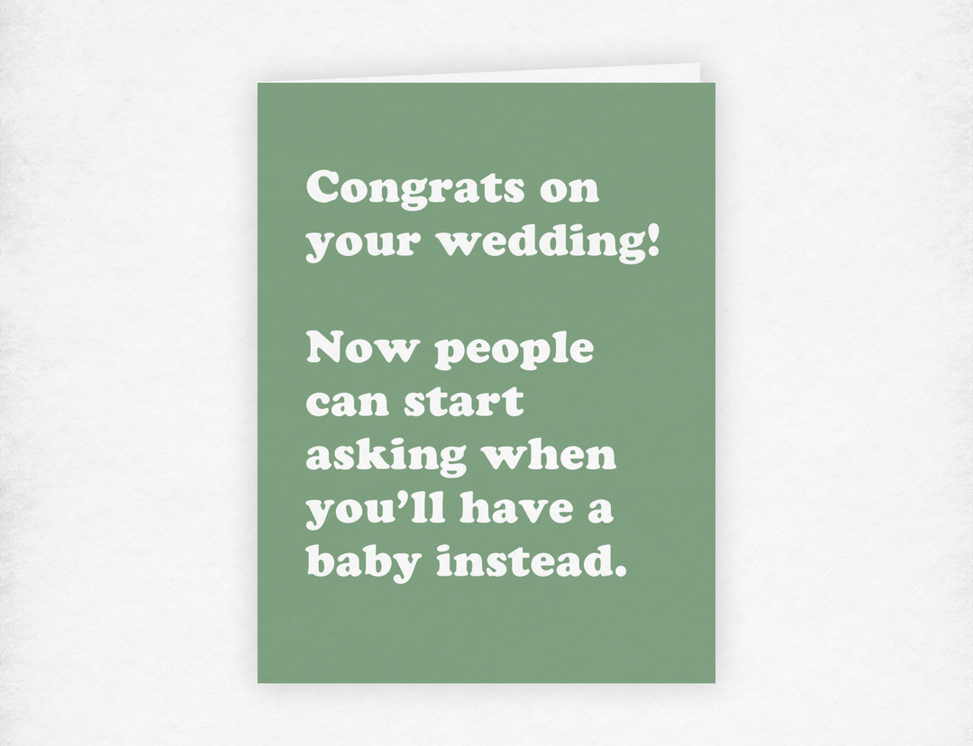 Wedding Congrats, Now People Can Ask Greeting Card - 1