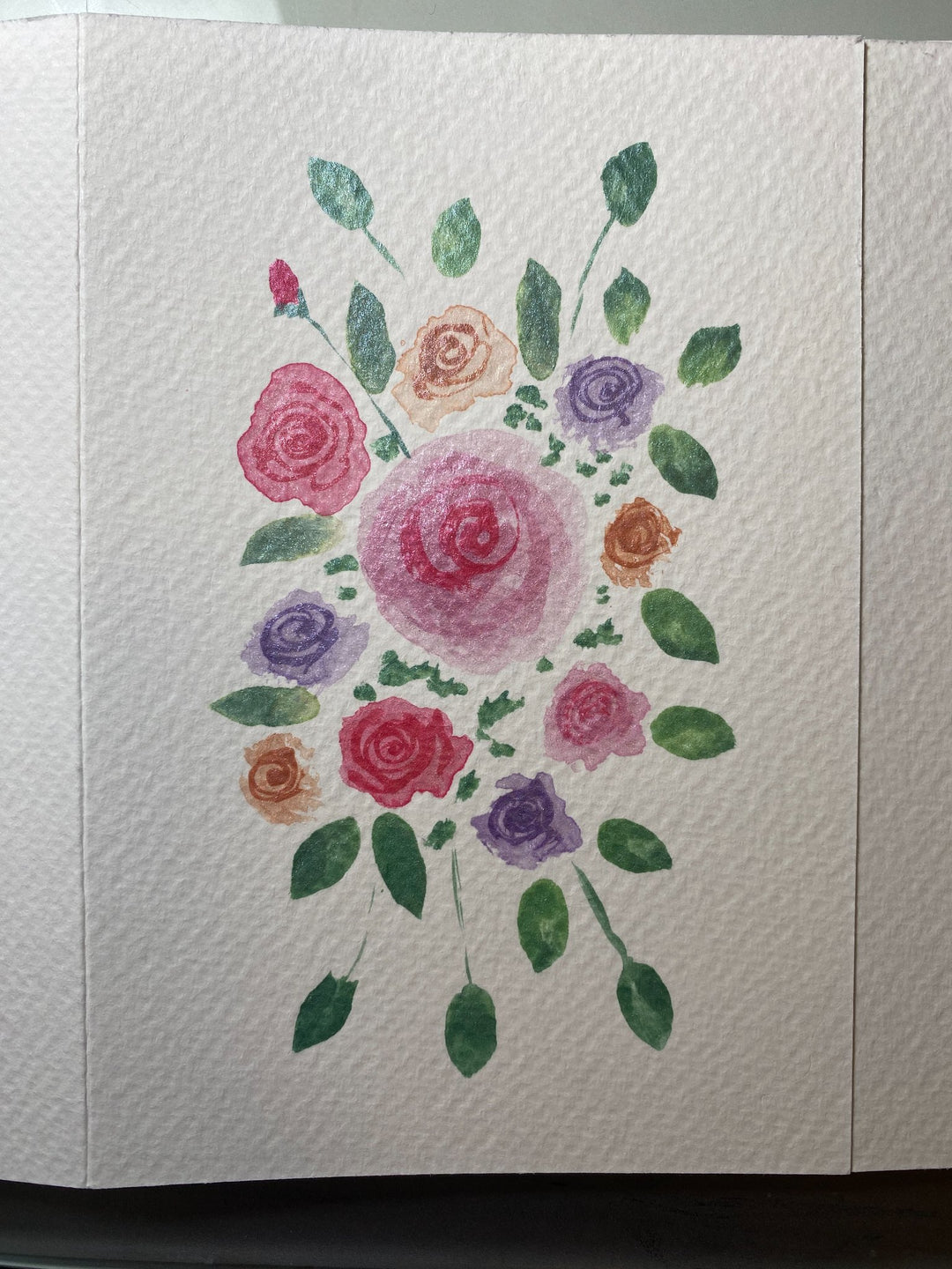 Pink/Purple Bouquet-Watercolour Notecards - 1