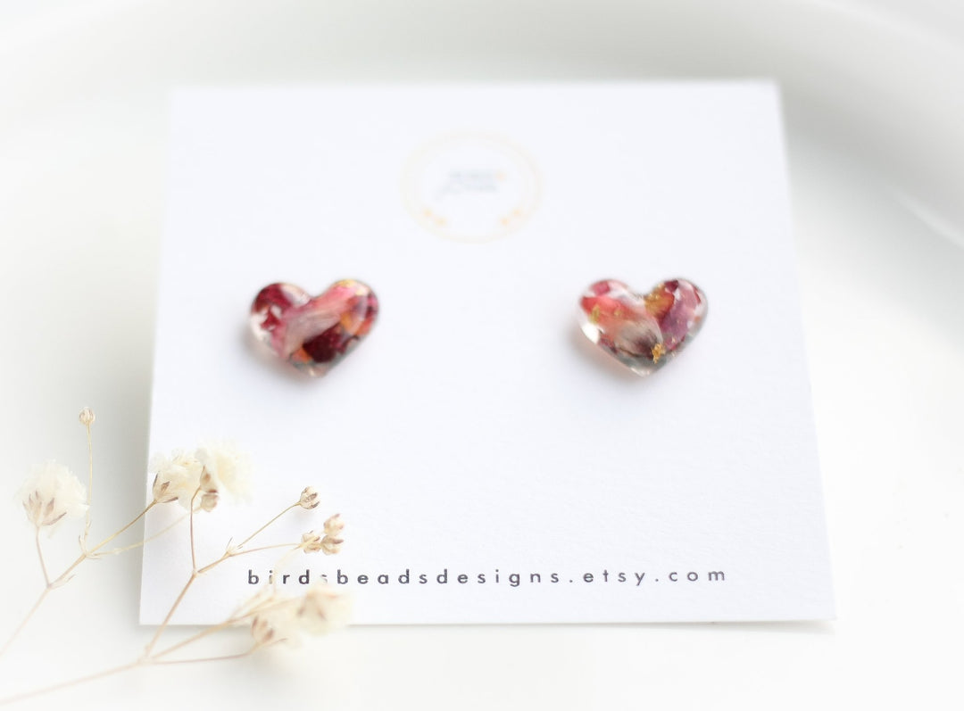 Preserved Floral Studs - Hearts  - 2