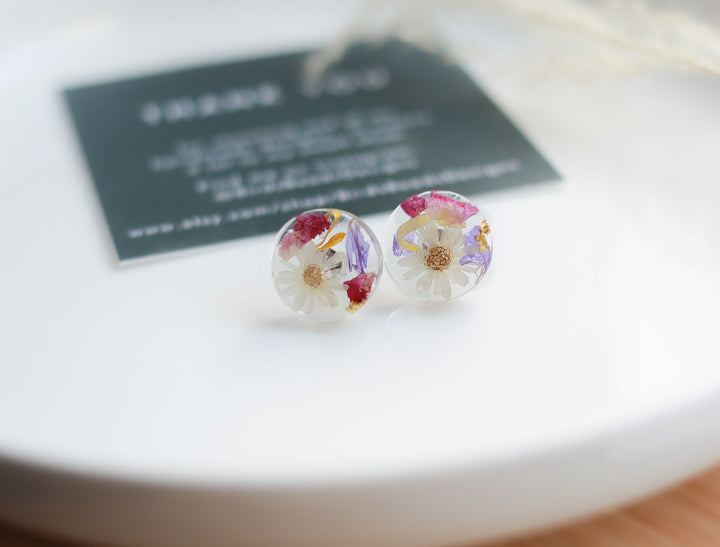 Preserved Flower Studs - Large Circles - 1