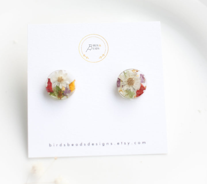 Preserved Flower Studs - Large Circles - 3