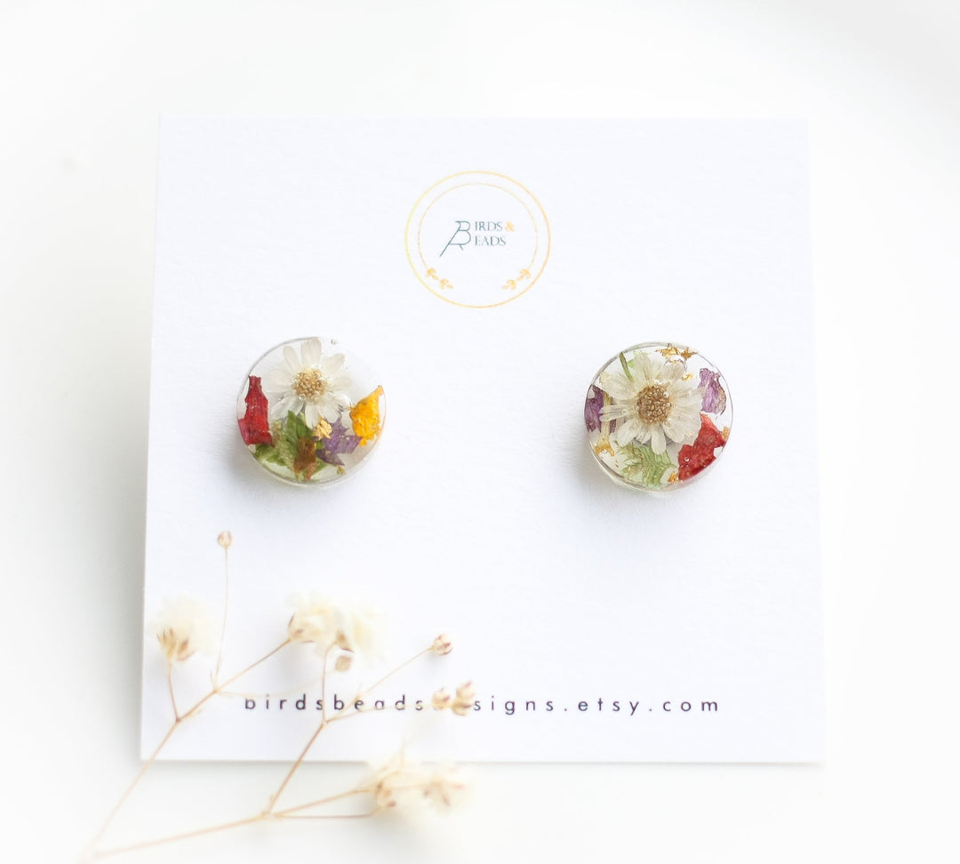 Preserved Flower Studs - Large Circles - 4