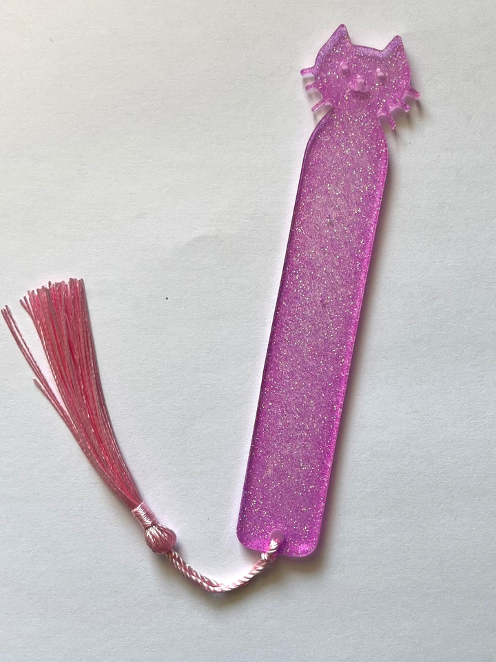 Cat Bookmark (pink glitter)