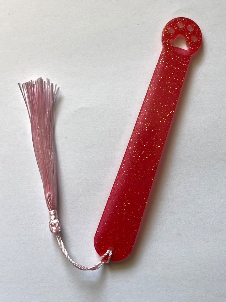 Paw Print Bookmark (red glitter)