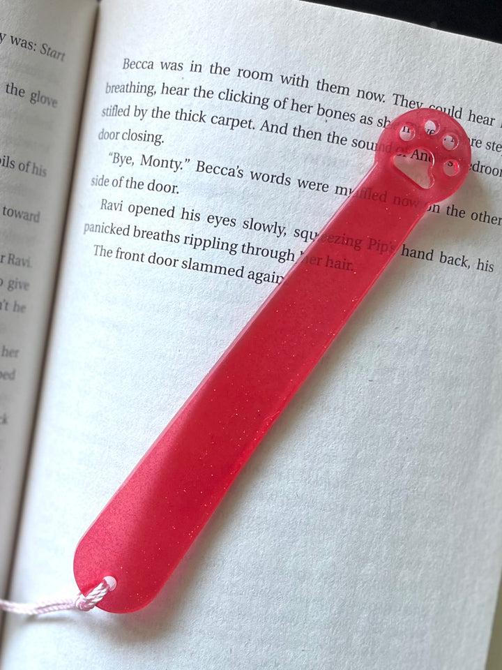 Paw Print Bookmark (red glitter)