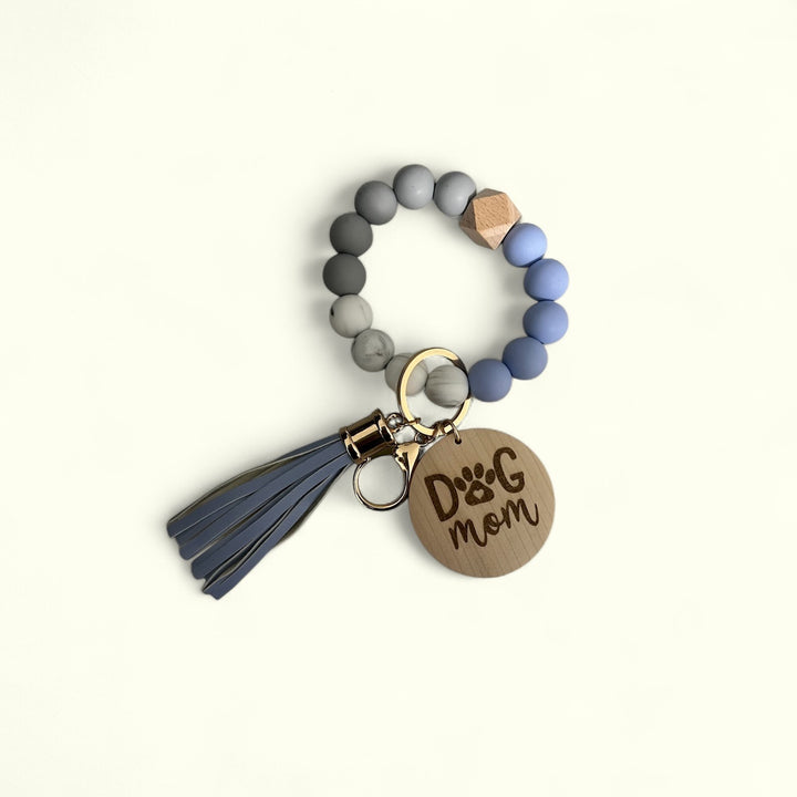Dog Mom Silicone Wristlet Keychain