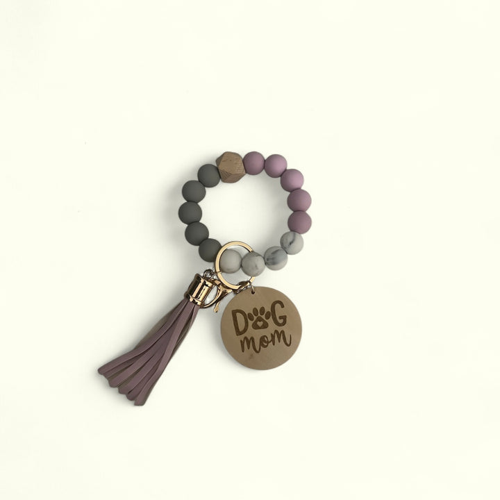 Dog Mom Silicone Wristlet Keychain