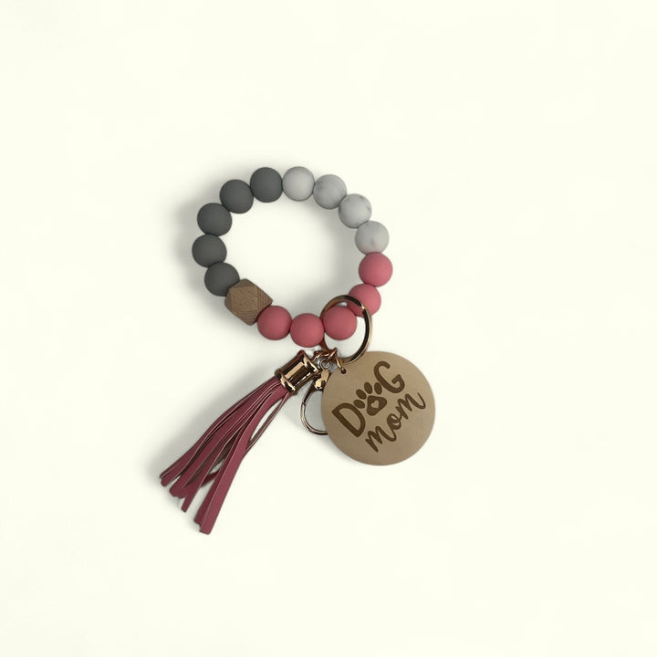 Dog Mom Silicone Wristlet Keychain