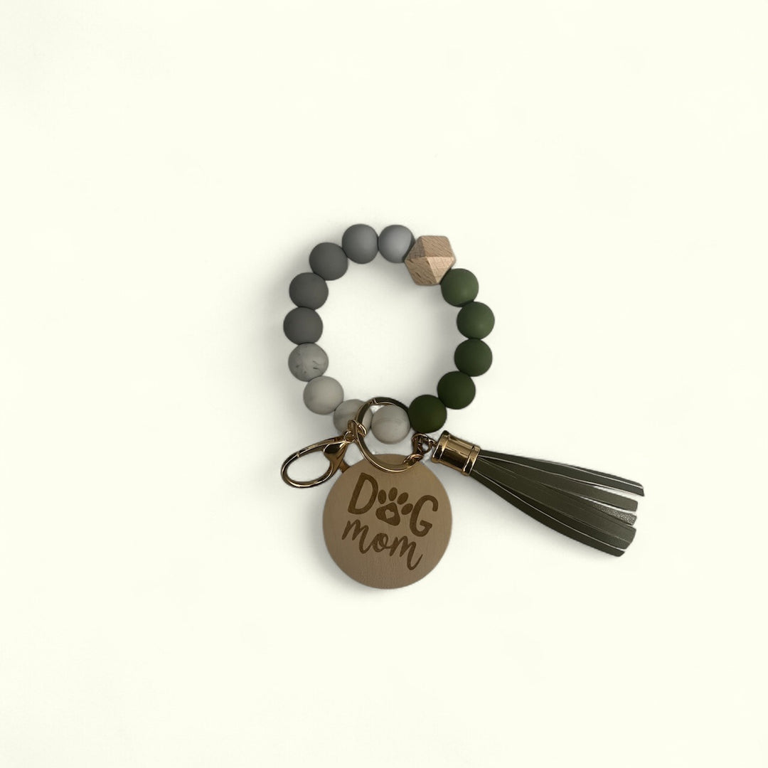 Dog Mom Silicone Wristlet Keychain