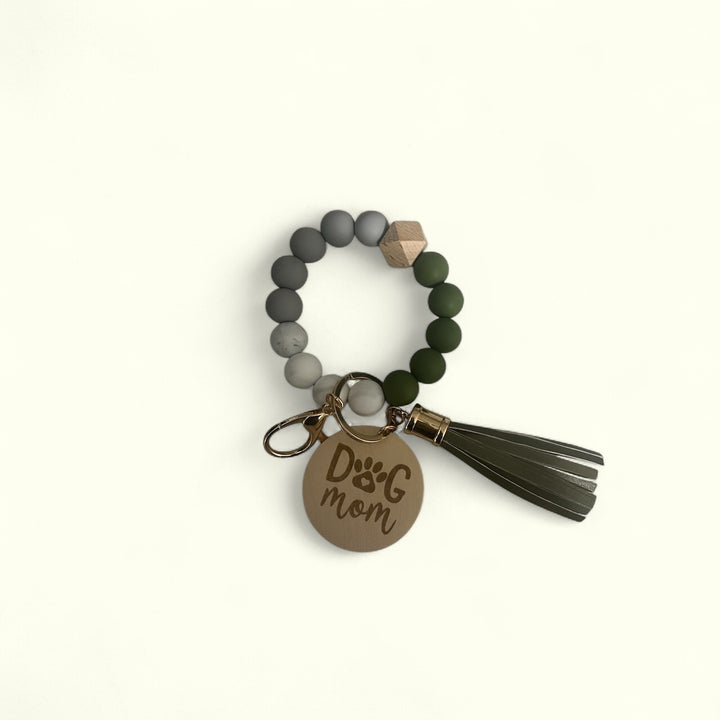 Dog Mom Silicone Wristlet Keychain