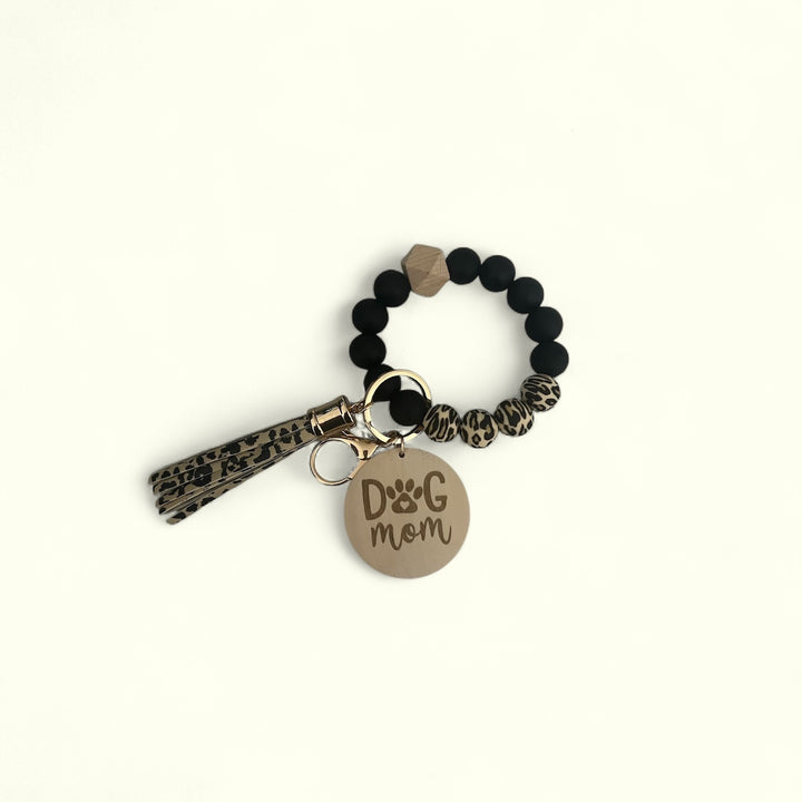 Dog Mom Silicone Wristlet Keychain