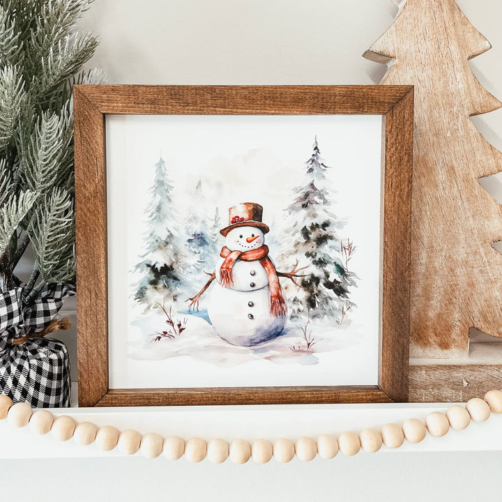 Watercolour Snowman Framed Sign