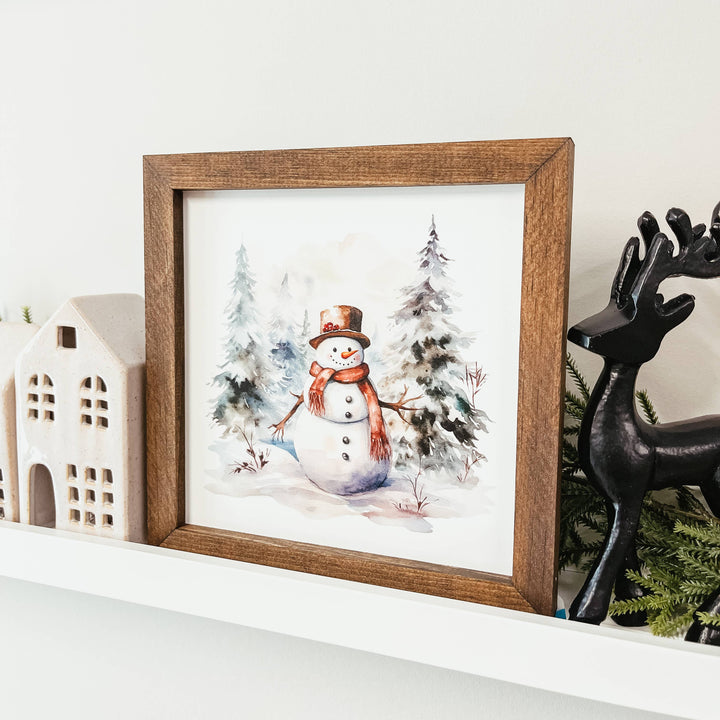 Watercolour Snowman Framed Sign