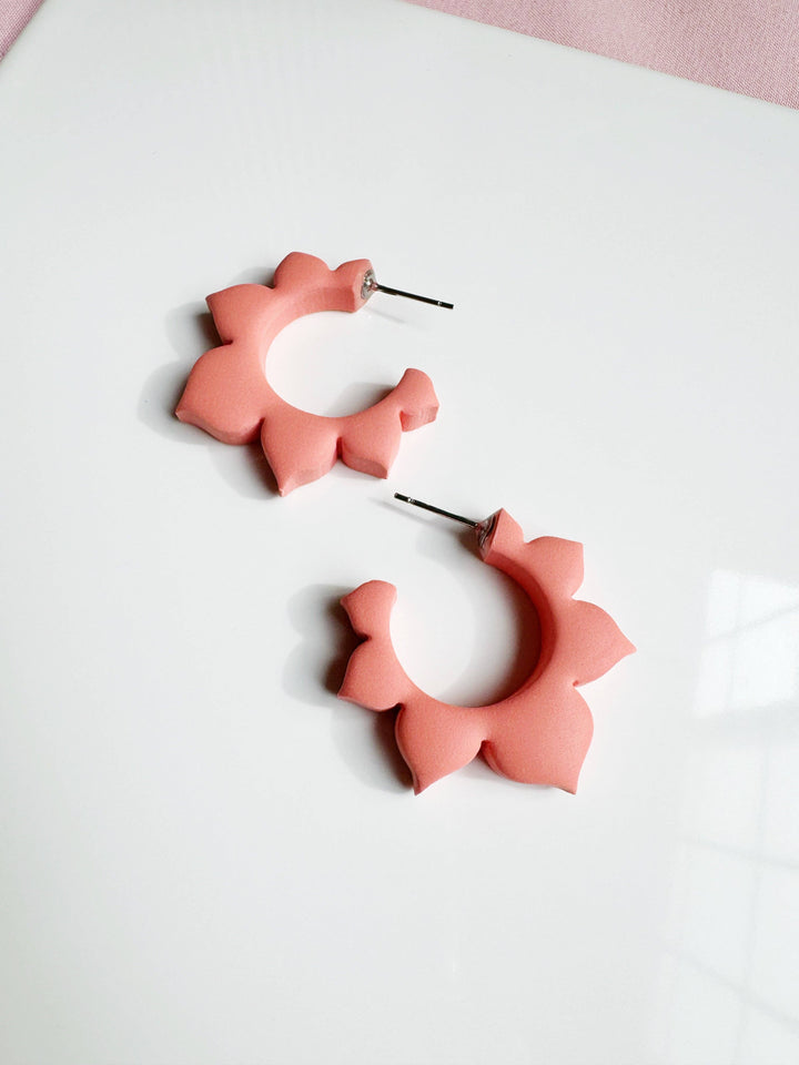 Flower Hoops Polymer Clay Earrings