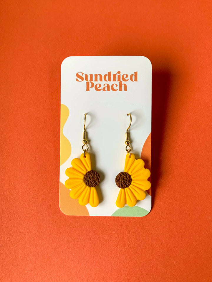 Half Sunflower Dangle Earrings - 2