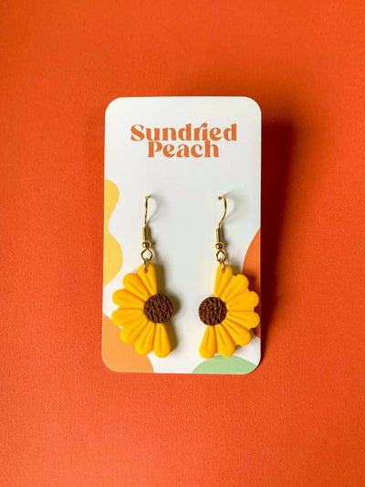 Half Sunflower Dangle Earrings - 2