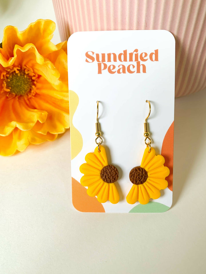 Half Sunflower Dangle Earrings - 3