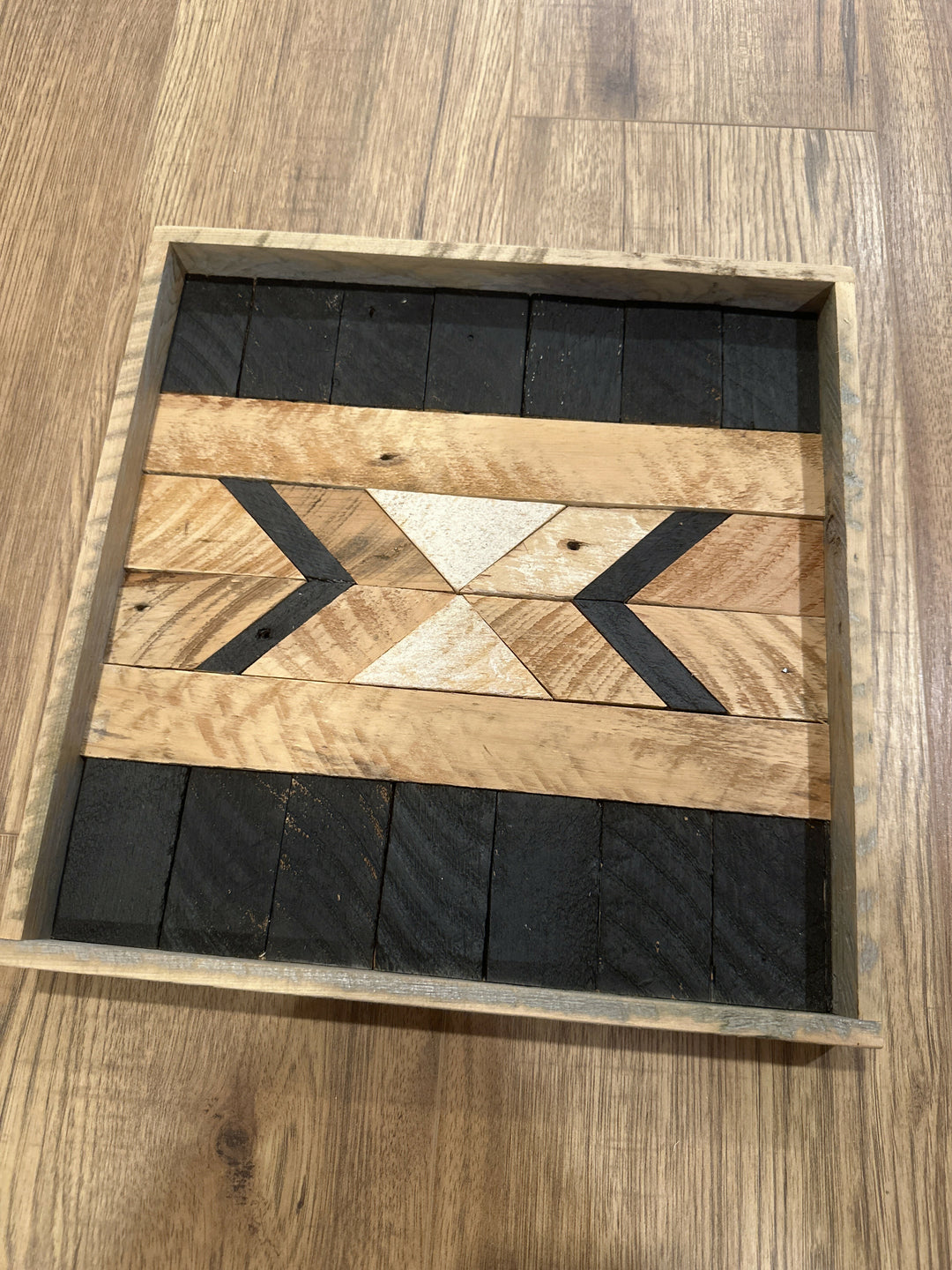 Black Chevron Tobacco Slat Wall Art