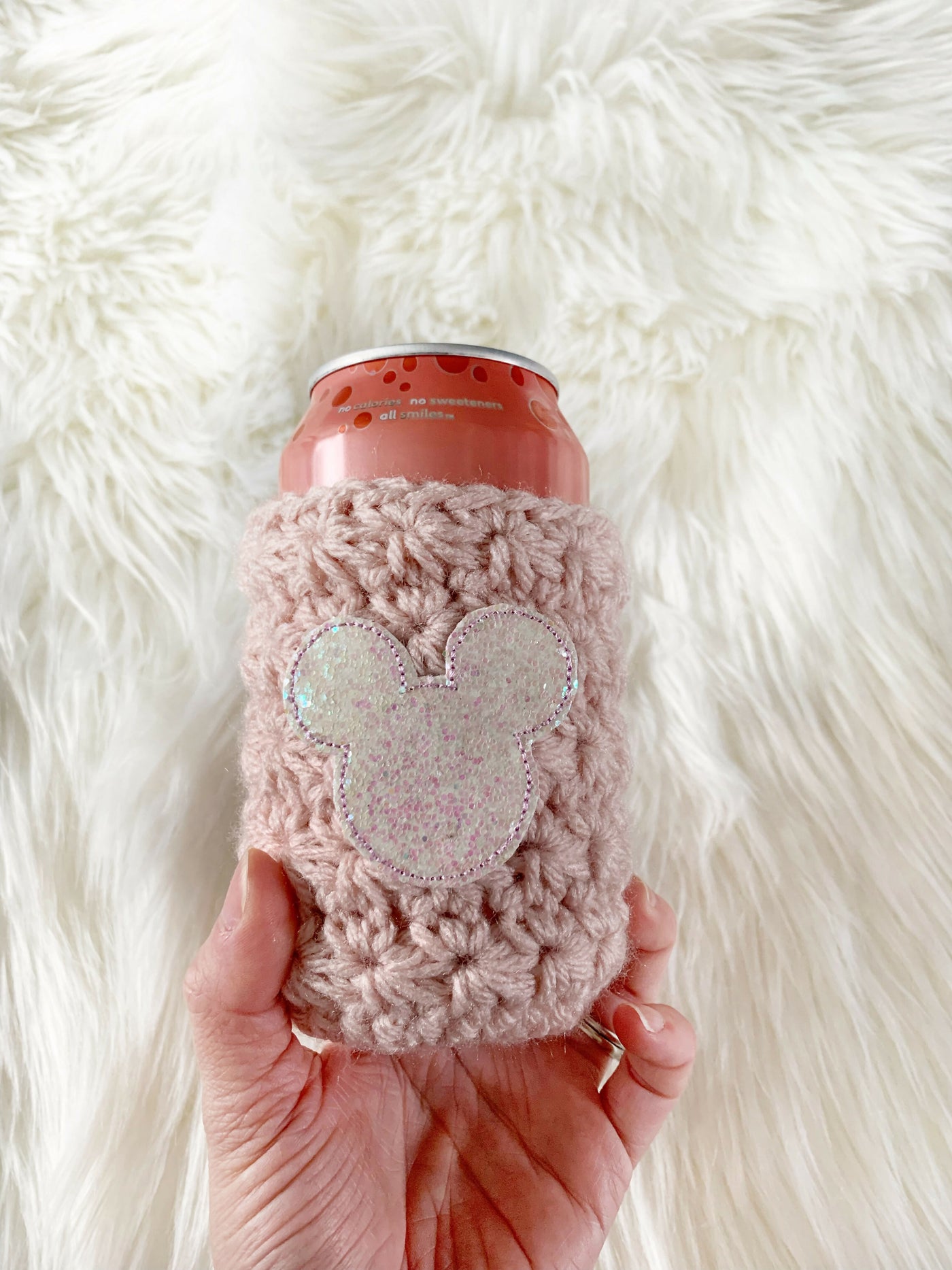 Glitter Mouse Crochet Can Cozy
