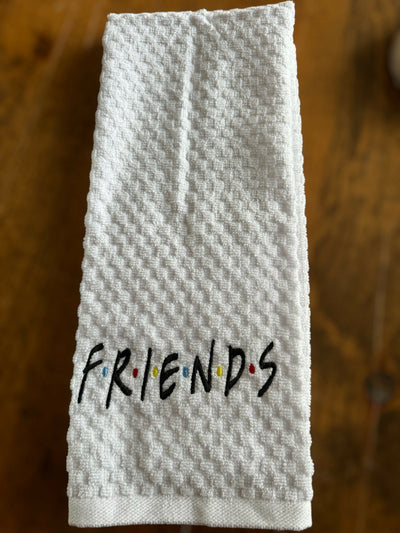 Friends embroidered kitchen towel