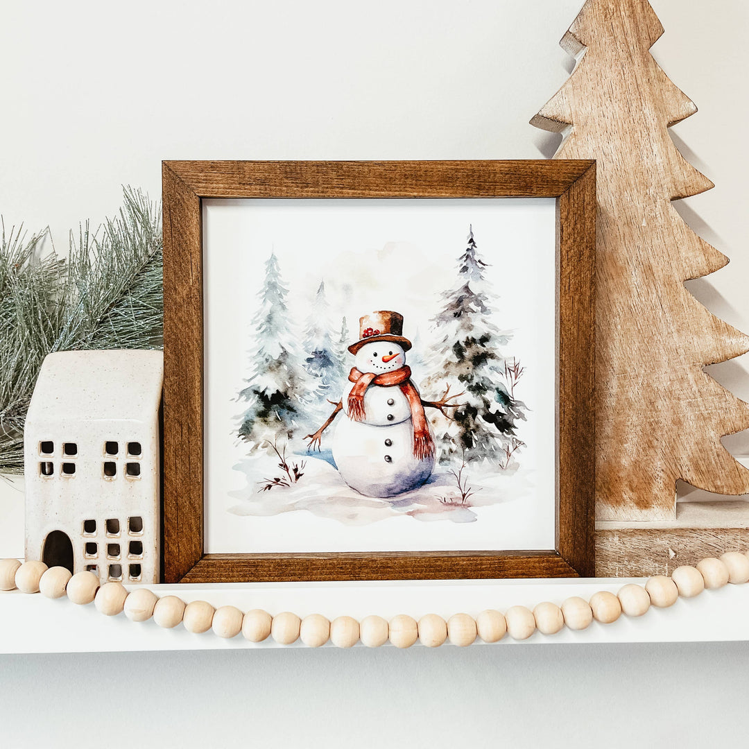 Watercolour Snowman Framed Sign