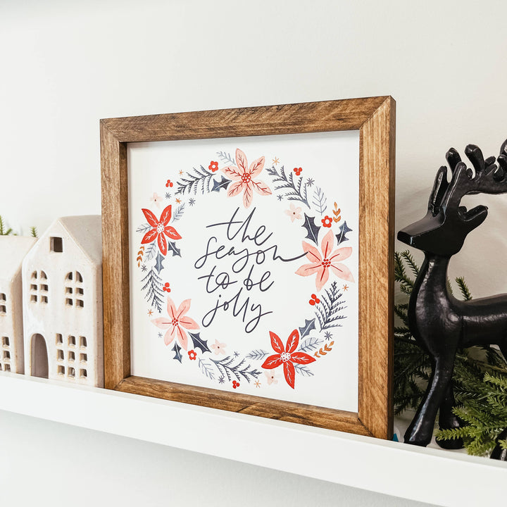 The Season To Be Jolly Framed Wood Christmas Sign