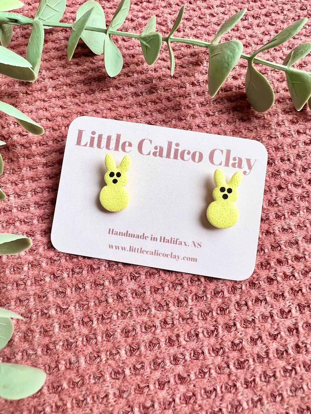 Marshmallow Bunny Studs Clay Earrings
