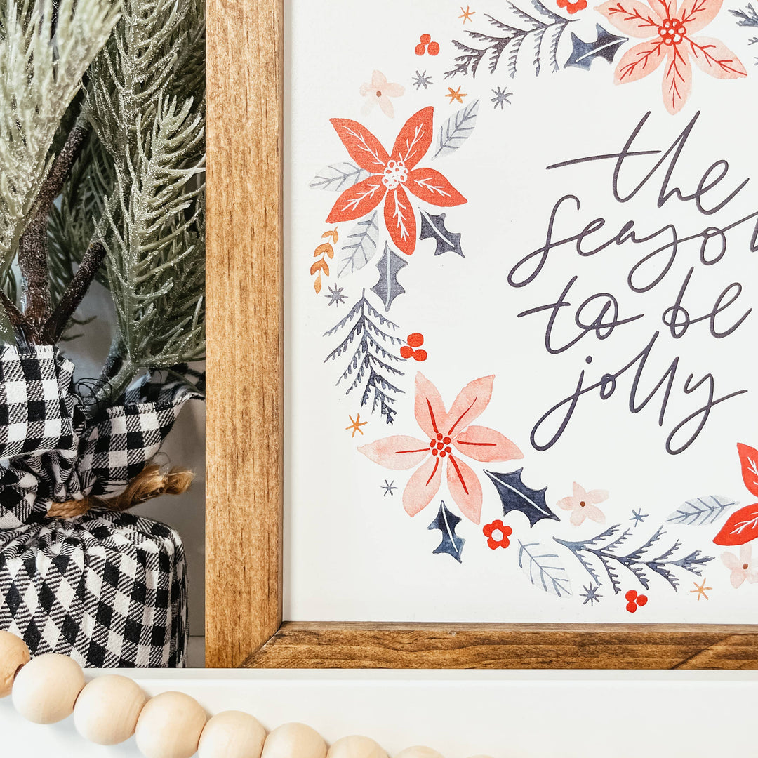 The Season To Be Jolly Framed Wood Christmas Sign