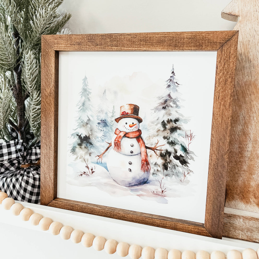 Watercolour Snowman Framed Sign