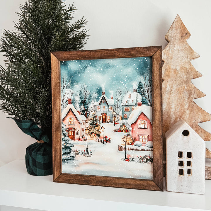 Christmas Village Scene Framed Christmas Sign