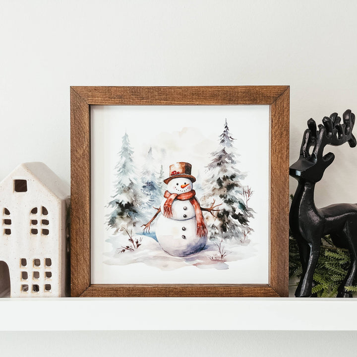 Watercolour Snowman Framed Sign